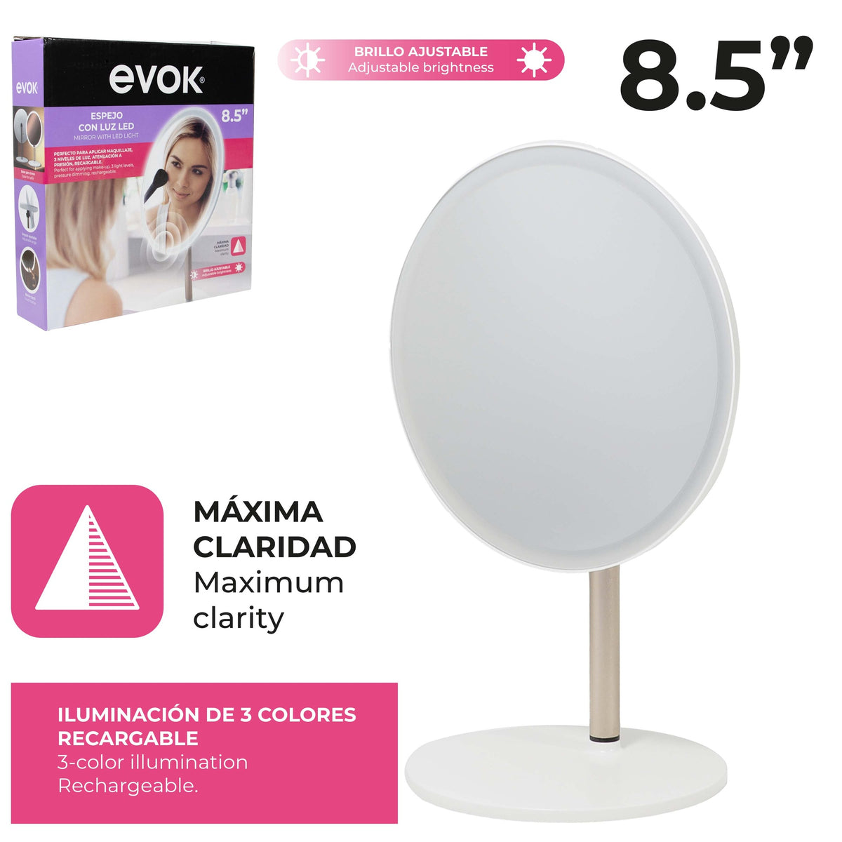 SPEJO CON LUZ LED 8.5"