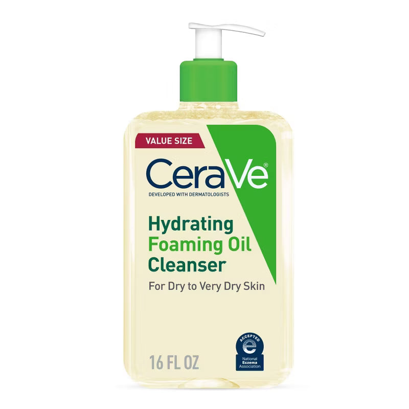 CeraVe Limpiador Facial Espumoso Hidratante con Aceite de Escualano, Triglicéridos y Ácido Hialurónico para Pieles Secas a Muy Secas