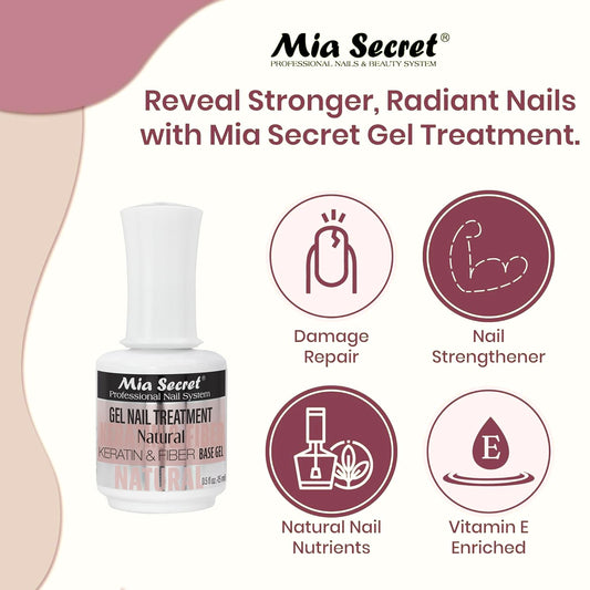 Mia Secret Tratamiento profesional de uñas de gel base y superior de queratina