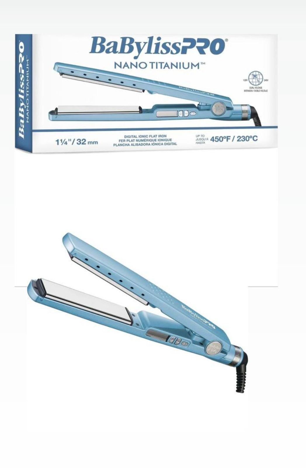 BABYLISSPRO PLANCHA NANO TITANIUM 1¼" 450°F
