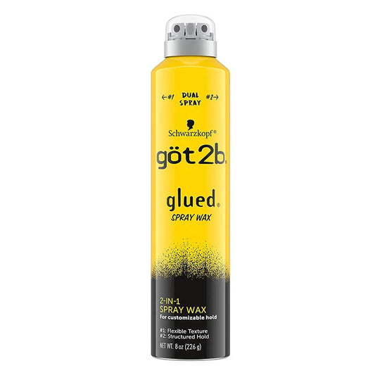 Cera en aerosol pegada Got2b con boquilla de pulverización doble 2 en 1, 8 oz