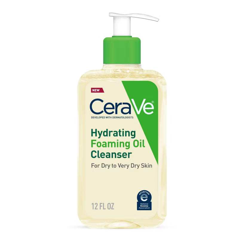 CeraVe Limpiador Facial Espumoso Hidratante con Aceite de Escualano, Triglicéridos y Ácido Hialurónico para Pieles Secas a Muy Secas