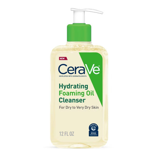 CeraVe Limpiador Facial Espumoso Hidratante con Aceite de Escualano, Triglicéridos y Ácido Hialurónico para Pieles Secas a Muy Secas