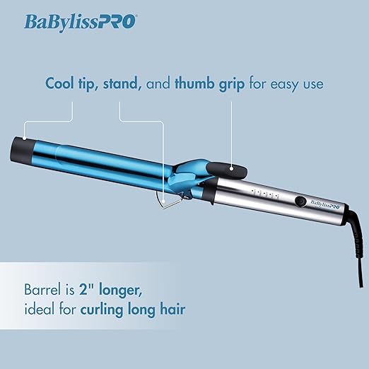 BaBylissPRO Nano Titanium Extended Barrel Curling Iron 1 1/4"