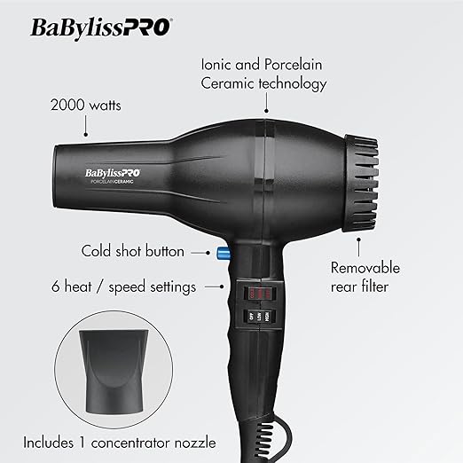 BABYLISS PRO SECADOR PORCELAIN CERAMIC 2000 WATTS