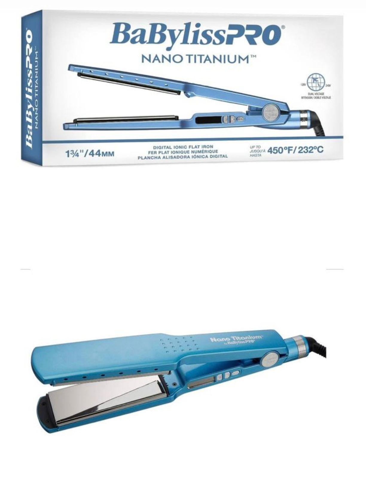 BaBylissPRO™ - Nano Titanium - Plancha ionica digital de 1¾"