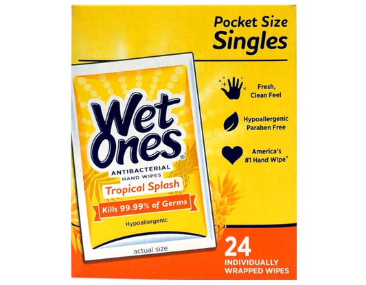 WET ONES Toalla húmeda, antibacteriana, cítricos, individuales 24 unidades (paquete de 4)
