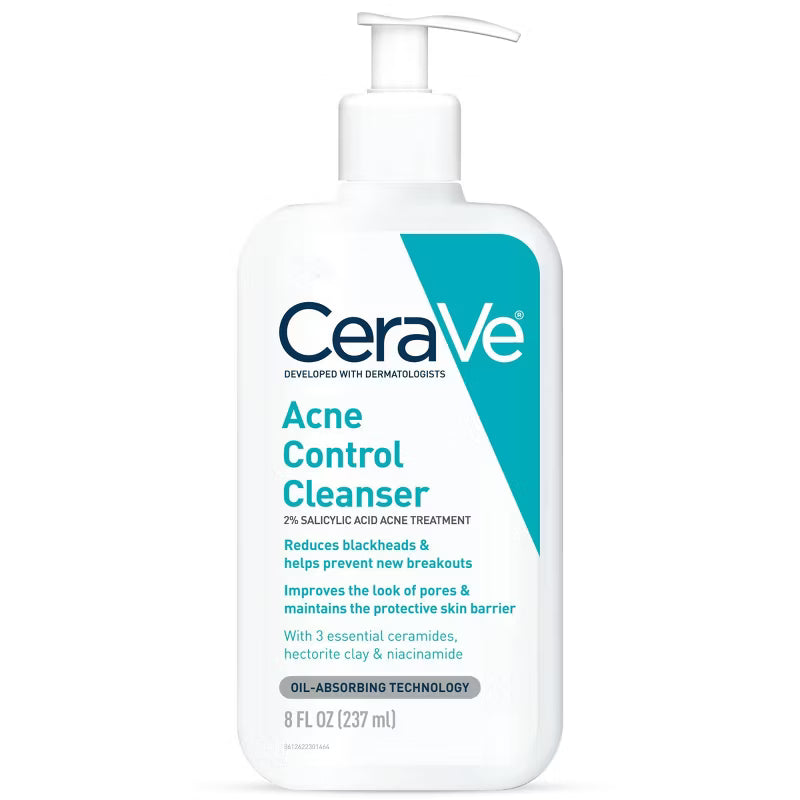 Limpiador facial CeraVe para el acné con 2 % de ácido salicílico y arcilla purificante para piel grasa