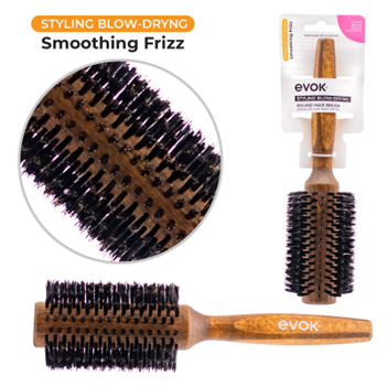 CEPILLO PARA EL CABELLO CIRCULAR PROFESIONAL MOLDEADOR CON MANGO DE MADERA EVOK