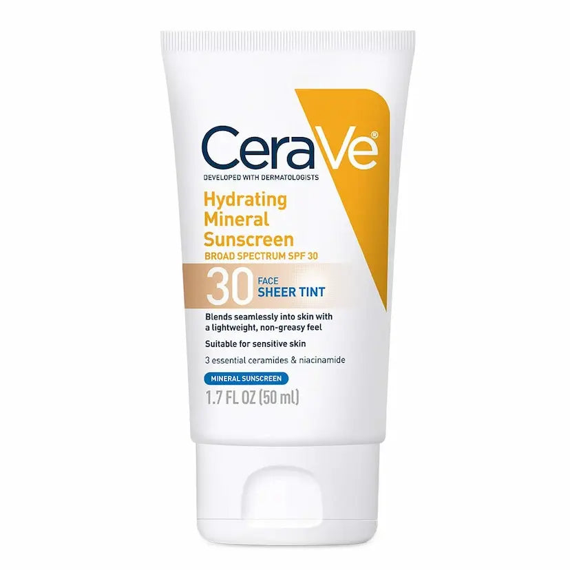Protector solar mineral hidratante Cerave SPF 30 con un toque de color para el rostro