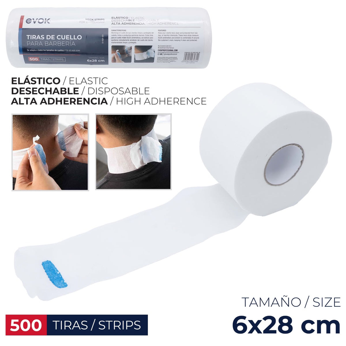 Tiras de Cuello para Barberia 5rollos EVOK