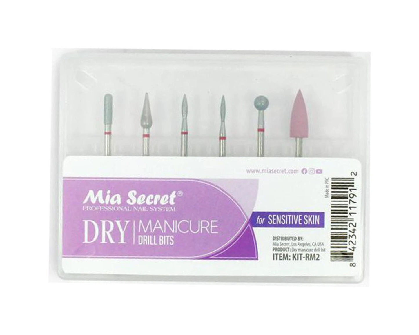 Kit de brocas de manicura seca Mia Secret de 6 piezas para piel sensible