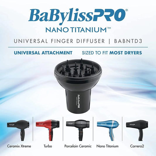 Difusor universal de dedo BaBylissPro Snap-On nano titanio BABNTD3 - NUEVO